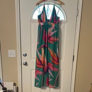 SHEIN Green and Pink Maxi Dress